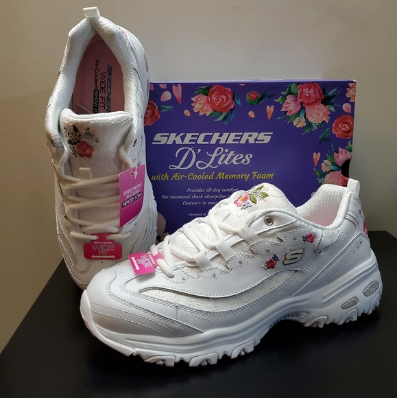 skechers d lites bright blossoms wide